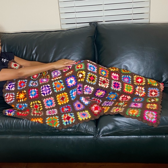 Knit Multi-color Crochet Quilt - Picture 3 of 7